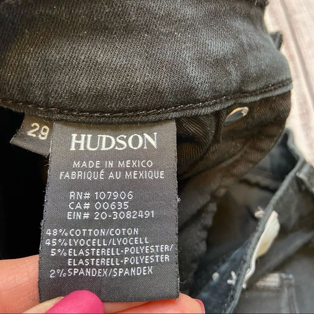 Hudson Black/Navy Blue Distressed Krista Ankle Super Skinny Jeans. Size … - Image 11