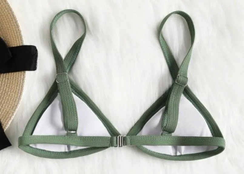 Ribbed Bikini Top Green - Image 2