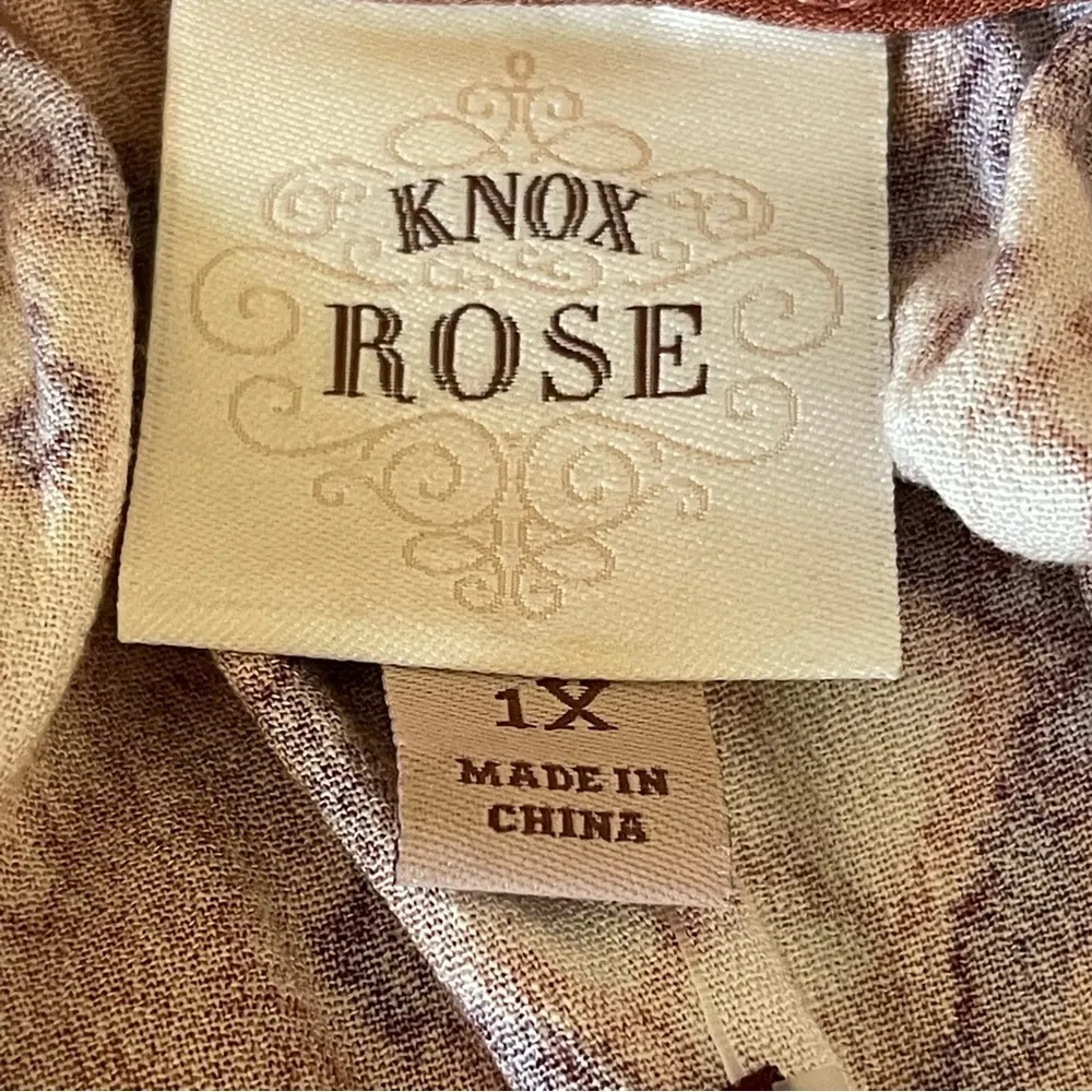 Knox Rose Women’s Tiered Bohemian Midi Dress Plus Size 1X Puff Sleeves Paisley - Image 11