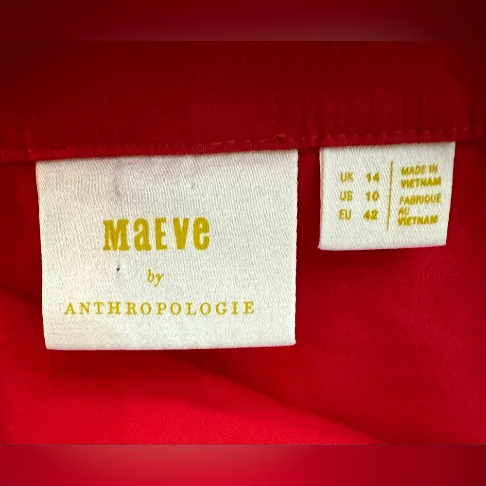 Maeve Anthropologie  Belted Wrap Mini Skirt (no Belt) Red Size 10 Linen Blend - Image 6