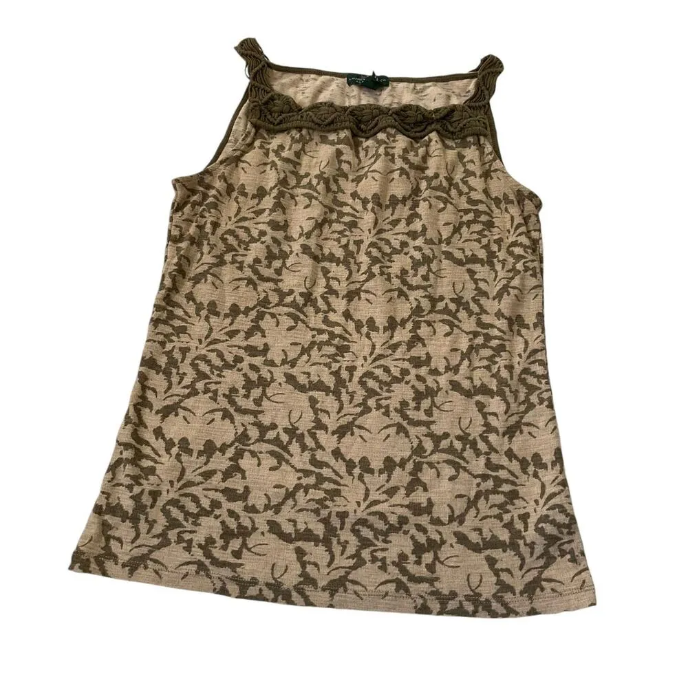 Ralph Lauren Beige & Green Tank Top Women Size Small | 48-29 - Image 3
