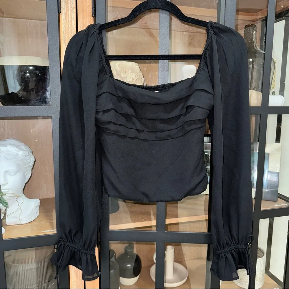 Abercrombie corset top long sleeve ruched pleated squareneck bow ruffle babydoll - Image 7