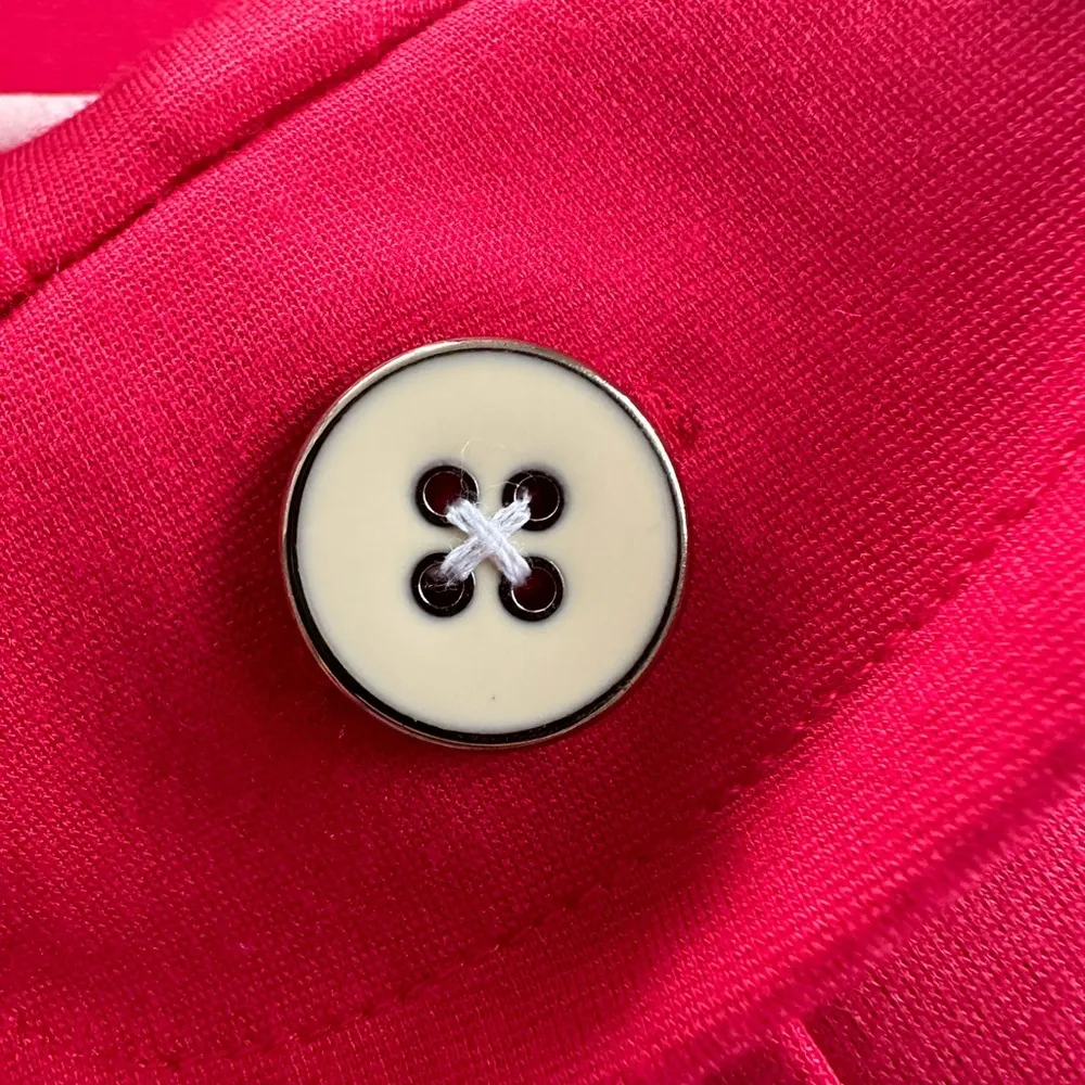 Trina Turk Tomato Red Button Flap Dress Short Sleeve Office Spring Career Prep - Image 5