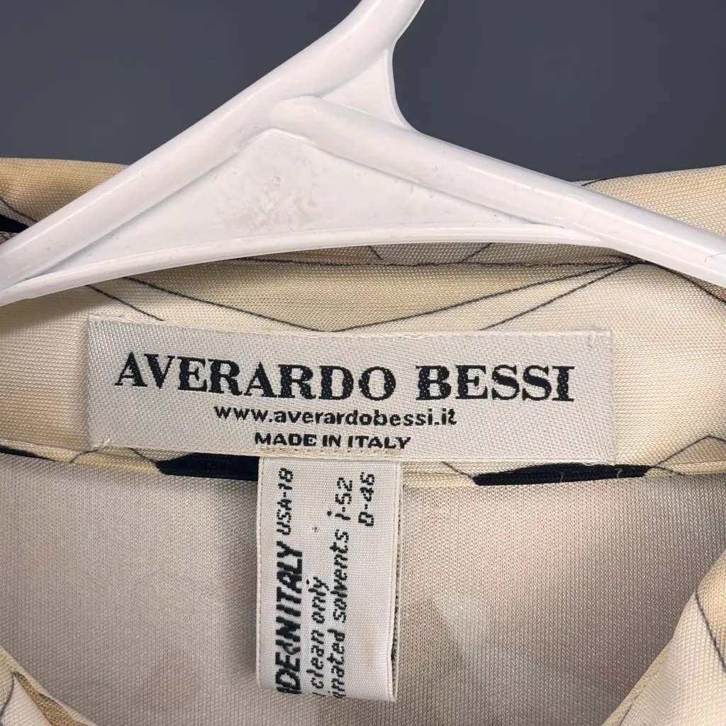 Averardo Bessi Cream and Black Geometric Shirt. Made in Italy, 100% silk Tan Size 18 - Image 4