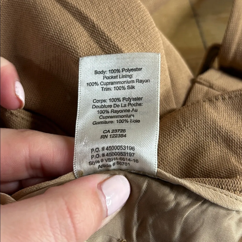 Aritzia Wilfred Musseaux Pant Size 2 Belted Asymmetrical Trouser Crepe Tan Biege - Image 6