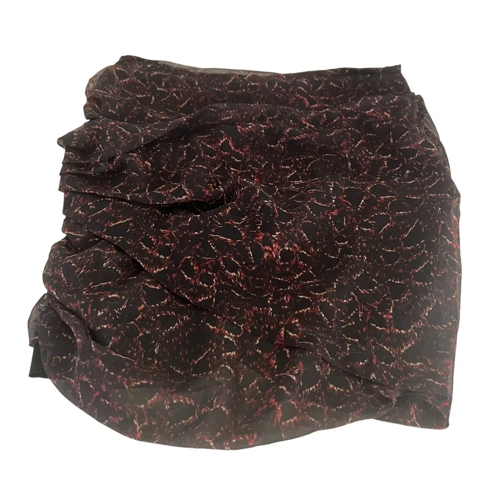 IRO Mini Skirt Side Zip Ruched Front and Back Black Multi Hi-Lo - Image 2