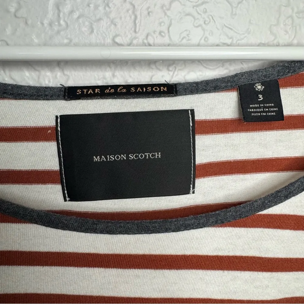 Maison Scotch Star de la Saison Tee Long Sleeve Cheetah Print Star Size 3 L? - Image 4