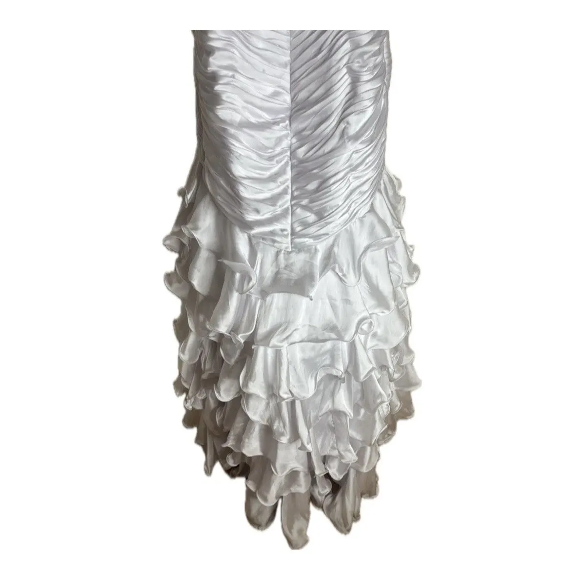 Mac Duggal Couture Dress Womens 18 White 4911H Ruffle Gown Strapless Beaded Prom - Image 11