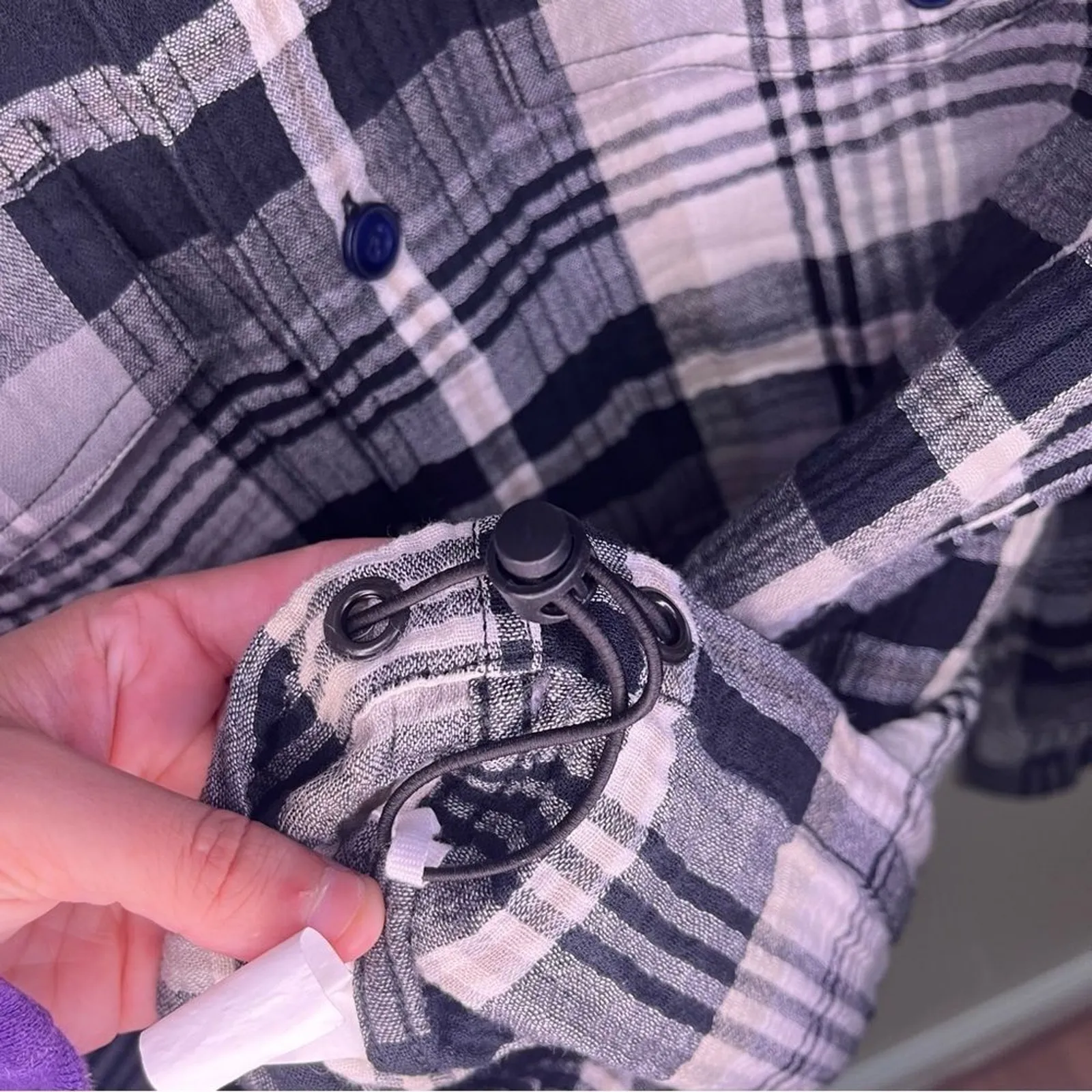 NWOT American Eagle Black White Plaid Button Down Shacket Medium Western Cowboy - Image 5