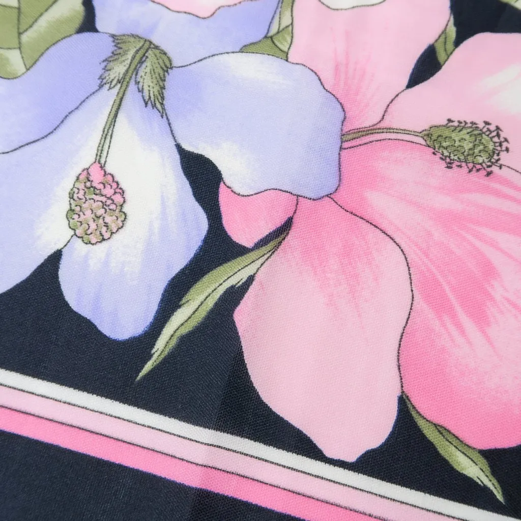 Vintage Navy Blue Pink & Purple Floral Square Scarf Wraps - Image 4