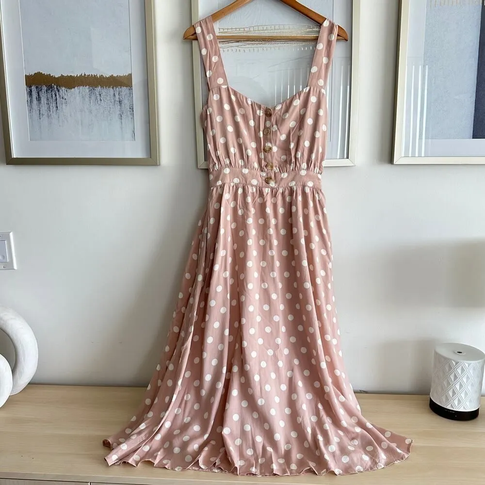 Reformation Lanai Polka Cot Cutout Back Midi Dress XS - Image 5