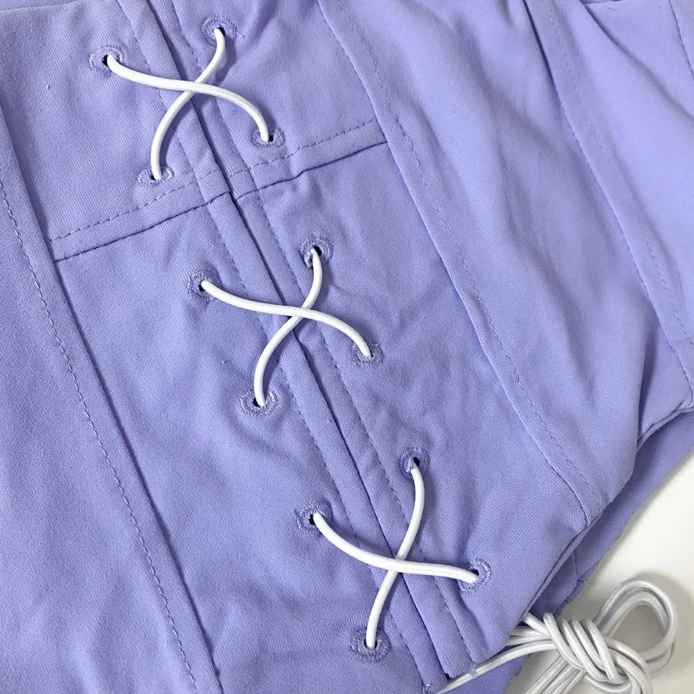 Light Purple Reworked Nike Spellout Corset Top - Image 3