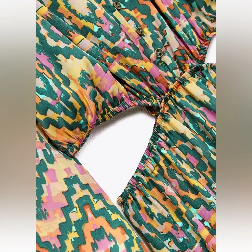 NWOT ZARA CUT OUT PRINTED MIDAXI DRESS M - Image 5