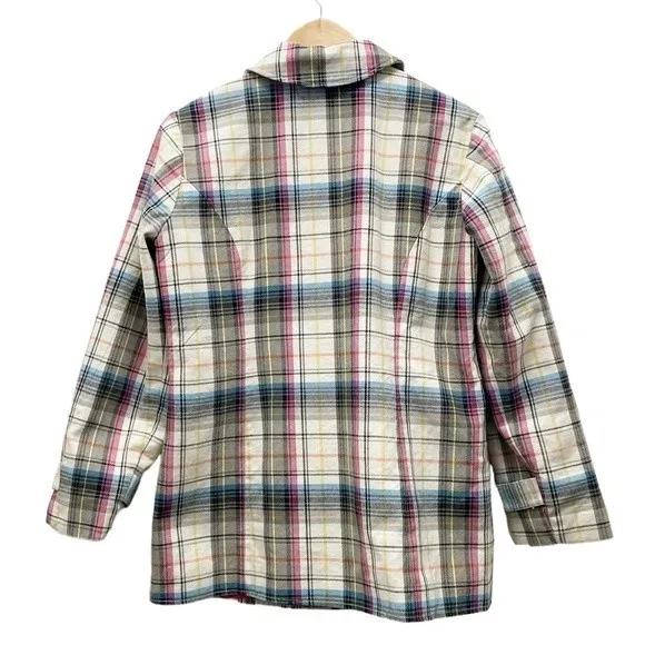 Christopher & Banks Preppy Pink Black Plaid Duffel Peacoat Women’s Size Medium - Image 3