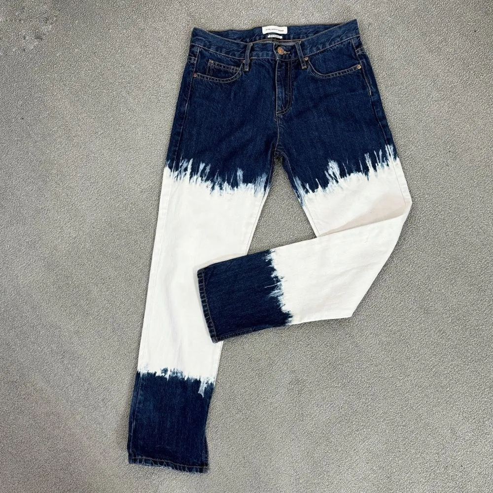 Isabel Marant Etoile Pradley Dip Dye Crop Jeans Colorblock Blue White Size 34 2 - Image 14