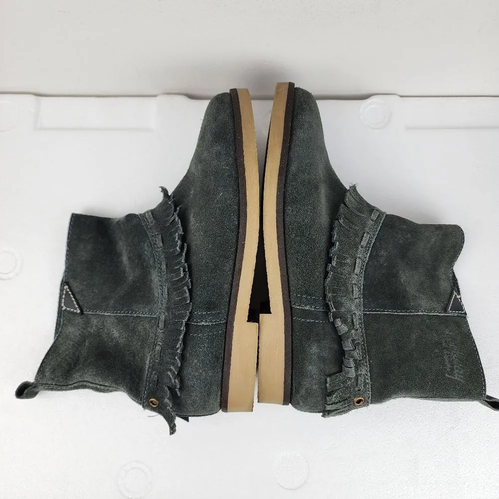 Coolway Grey Suede Fringe Ankle Boot Booties Boho Comfort Shoes Size 8 - Image 9