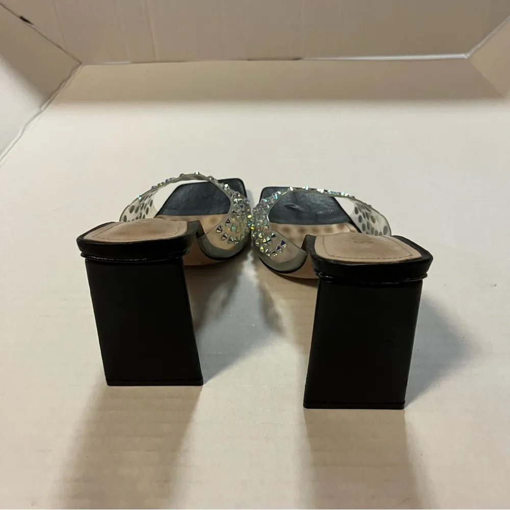Schutz Heel Lizah Crystal Vinyl Sandal Mule Slip On in Black Sz 8.5 NWOB *flaws* - Image 12