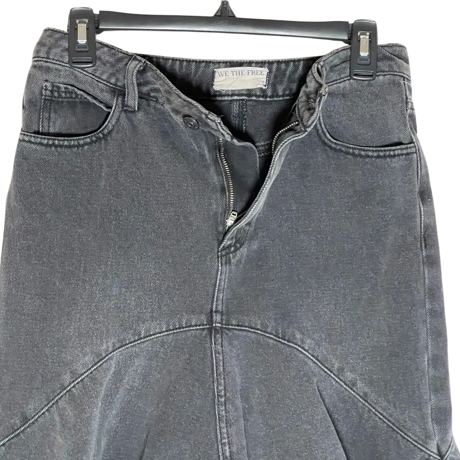 FREE PEOPLE x WE THE FREE Women’s Black Wash Fishtail Denim Skirt - Image 5