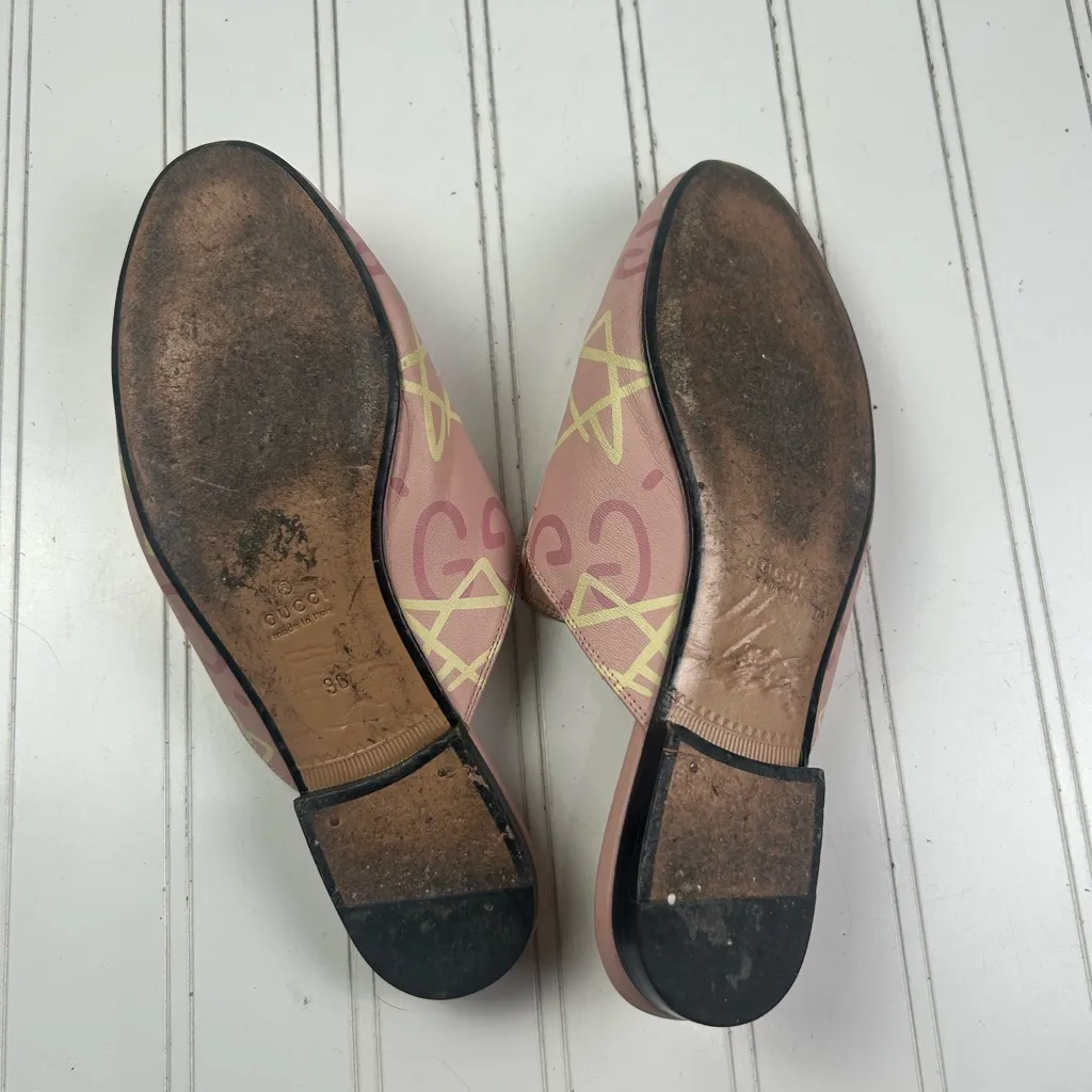 Gucci Horsebit Princetown Pink Graffiti Mules Women’s Size 36 US Size 6 - Image 3