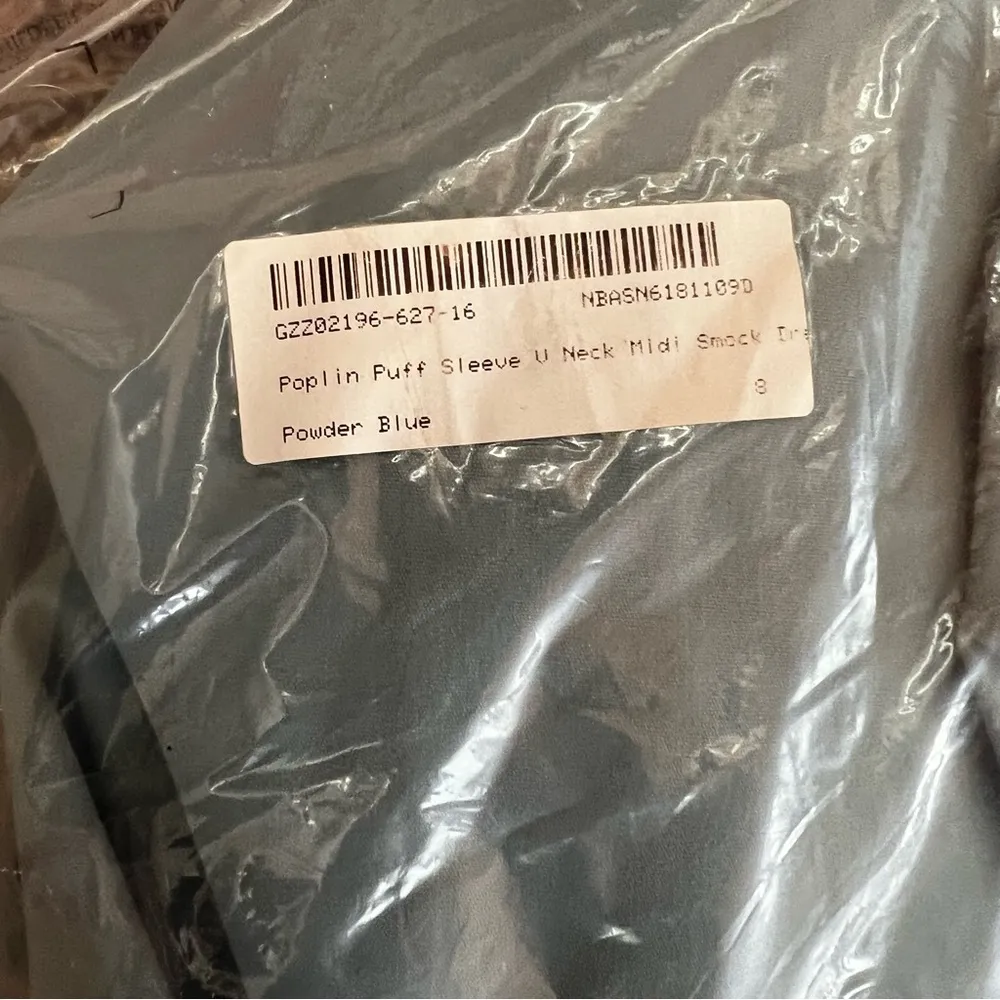 NWT Boohoo Poplin Puff Sleeve V-Neck Midi Smock Dress Powder Blue 4 - Image 10