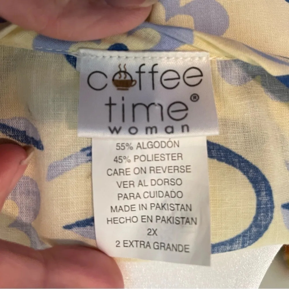 Coffee Time JC Penny NWT vintage/Y2K snap front robe house dress with pocket.​ Yellow Size 2X - Image 7