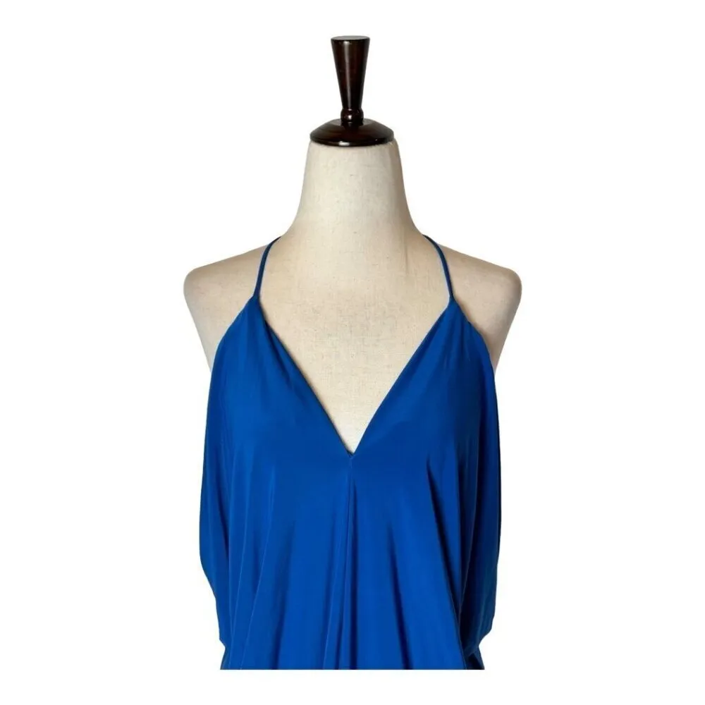 Misa Los Angeles Dress‎ Women Medium Blue Jersey Knit Racerback Domino Mini - Image 6