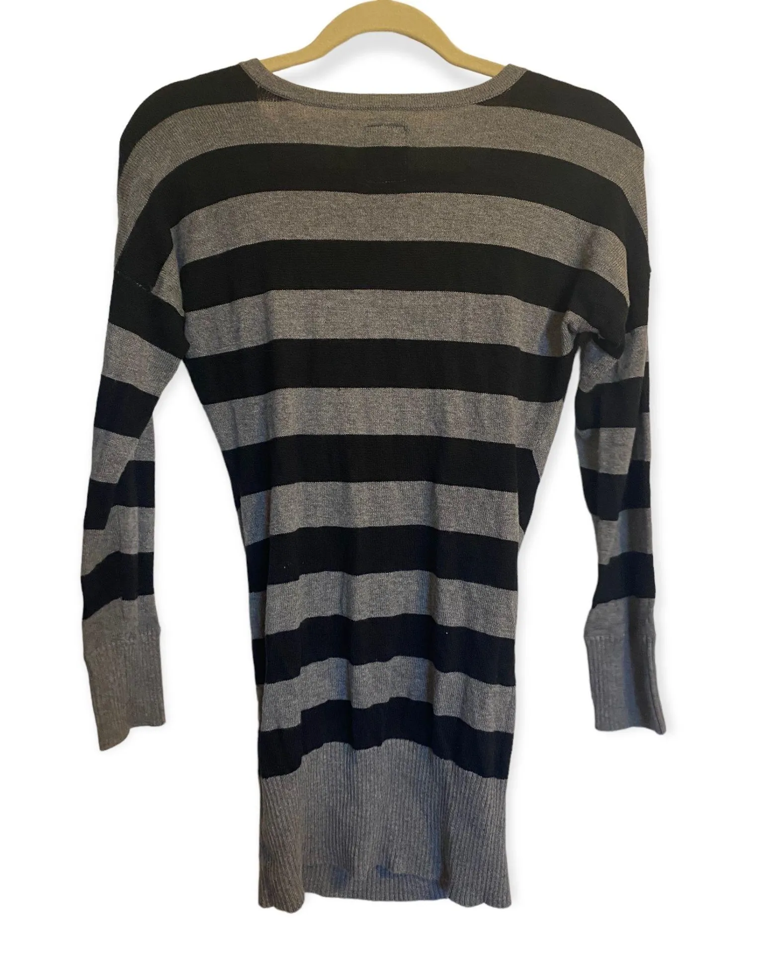 Black and Gray Striped Cowl Neck Long Sleeve Shirt Size XSmall - Image 3