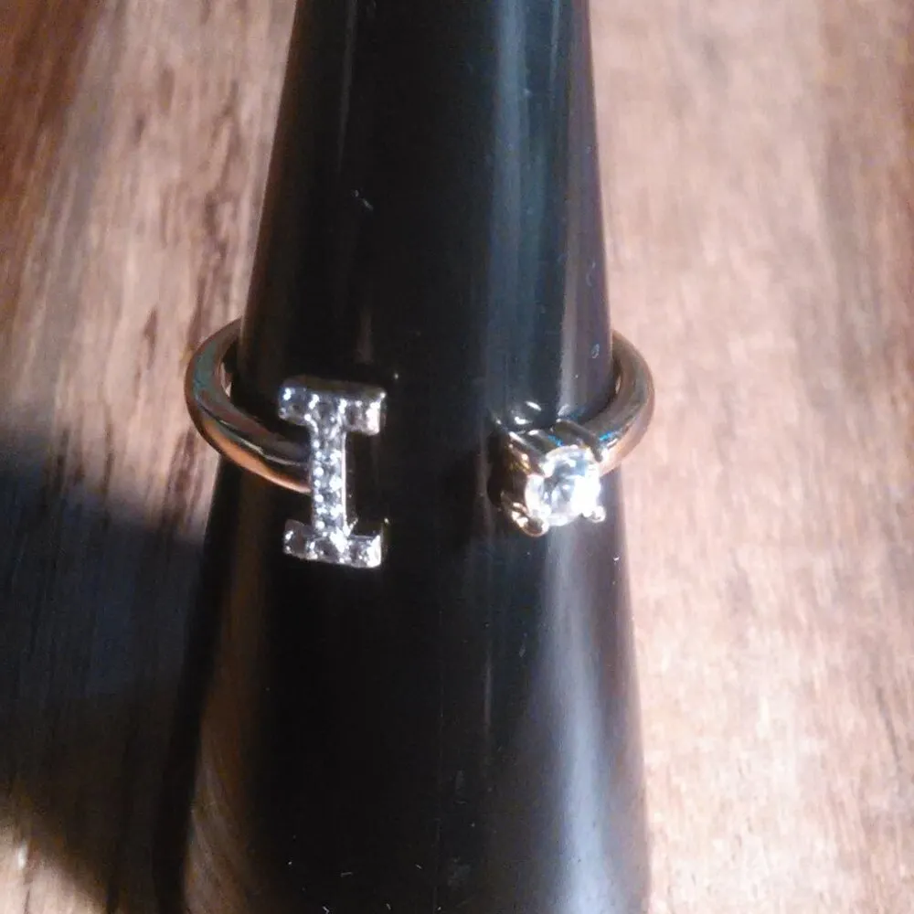 White Zircon Vermeil Yellow Gold over Sterling Silver Initial "I" Ring (Size 6) - Image 8