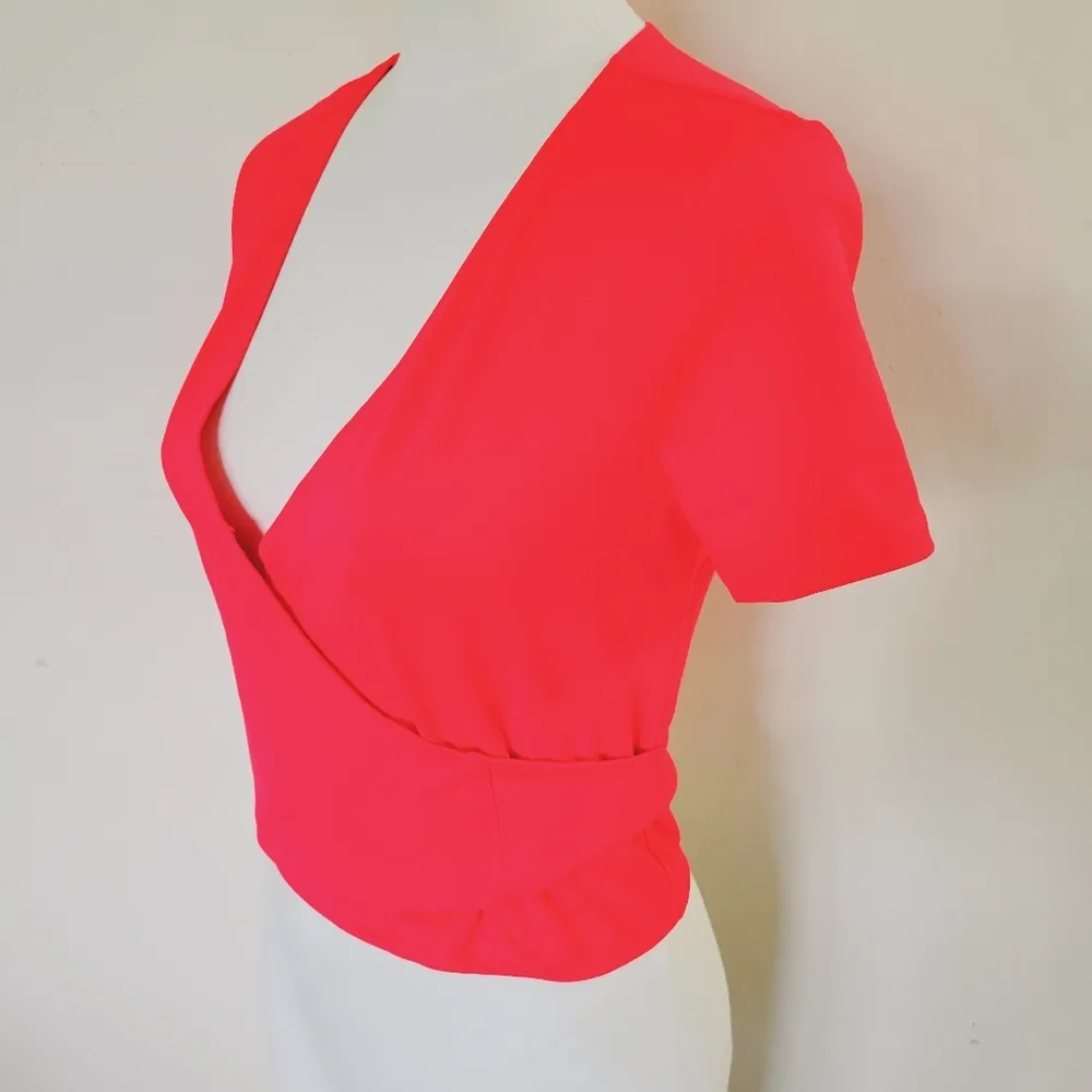 Pink Victoria's Secret coral wrap tie waist top size small - Image 5