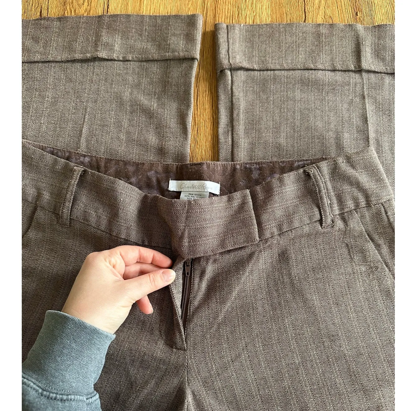 Charlotte Russe Vtg Style Low Rise Wide Leg Brown Trousers Size 9 - Image 3