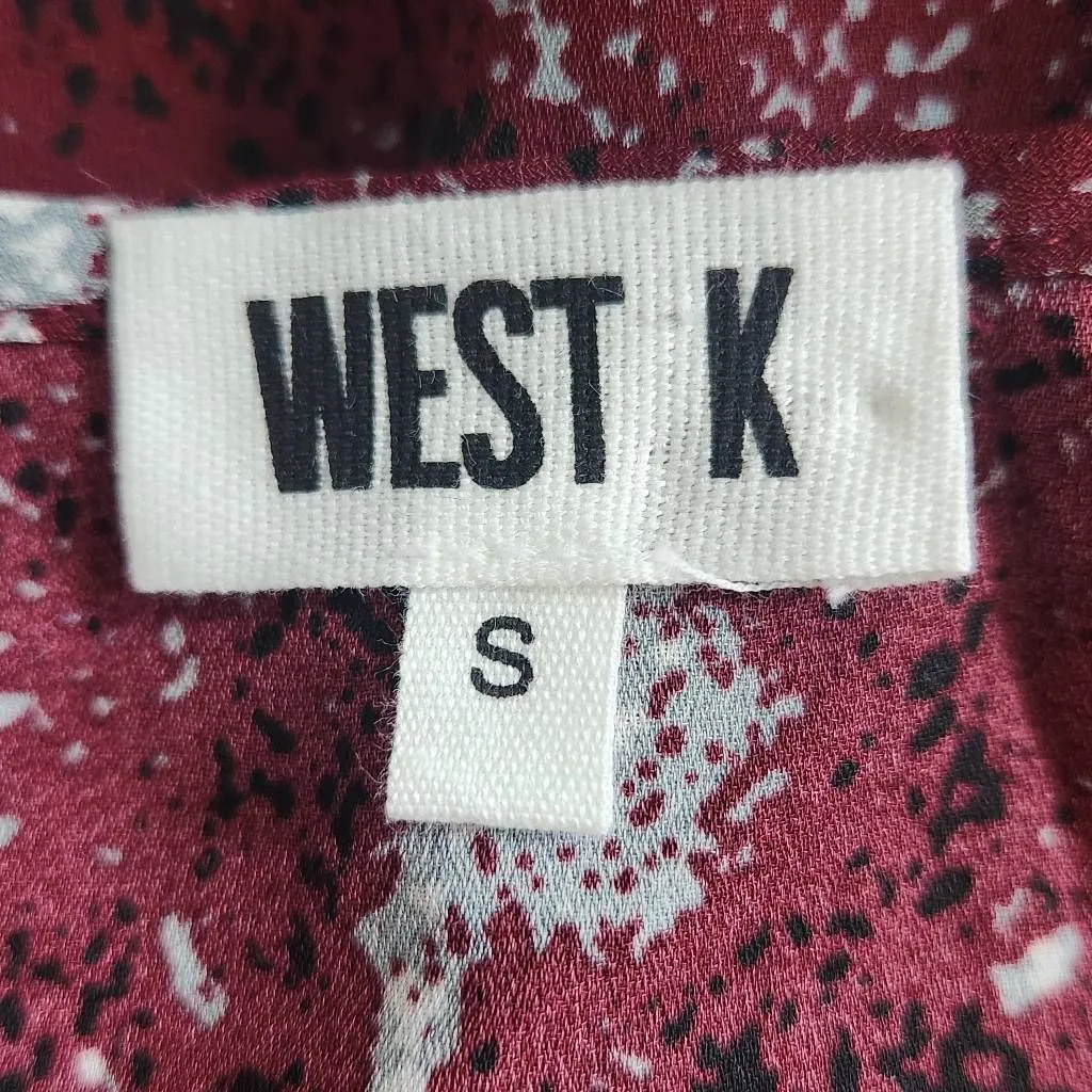 West K Oxblood Snakeskin Print Blouse Size Small NWOT Burgundy Snakeskin Top Red - Image 7