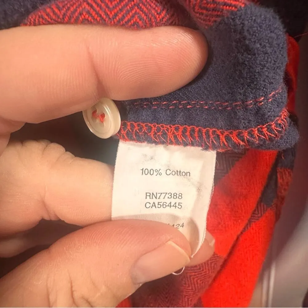 J.Crew Mens Flannel Shirt Red‎ Blue Plaid Long Sleeve Button Up Size S - Image 5