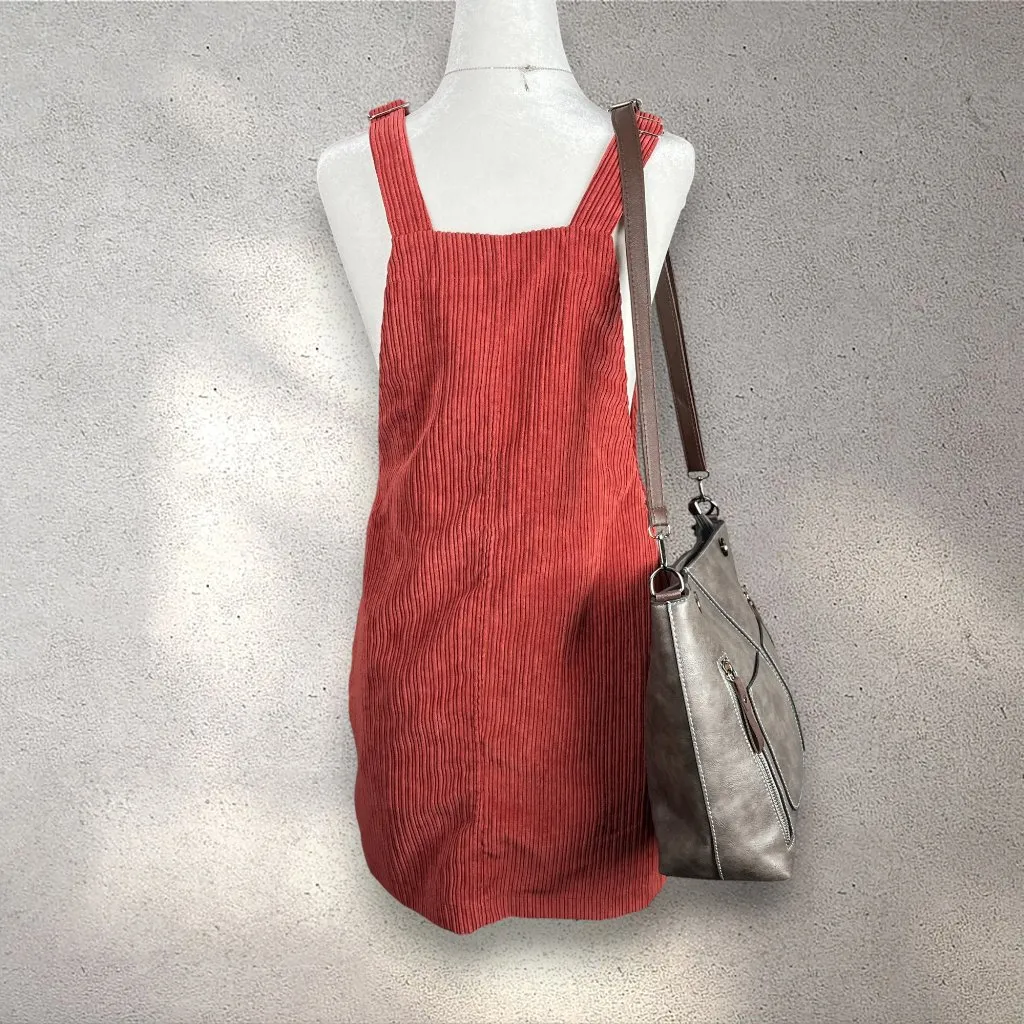HOT KISS Red Corduroy Overall Dress Juniors' 7 Y2K Academia Preppy Buckle Mini - Image 2