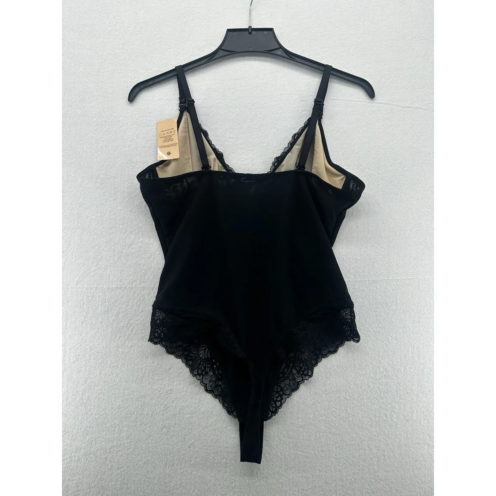 Popilush Lace Shapewear Bodysuit Tummy Control Corset Tops V Neck Thong Sz XL Black - Image 2