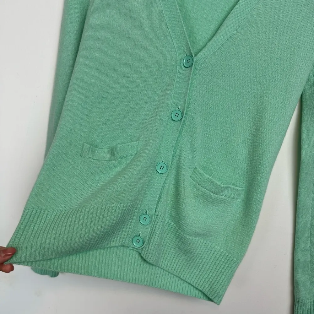 J. Crew Womens 100% Cashmere Button Cardigan Sweater Sz XS Green Blue - Image 5