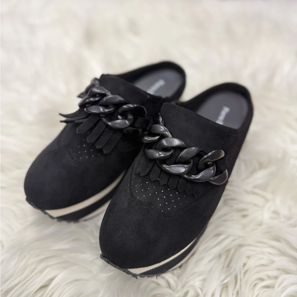 Pierre Dumas Black Platform Mules with Chain Accent NWOT - Image 7