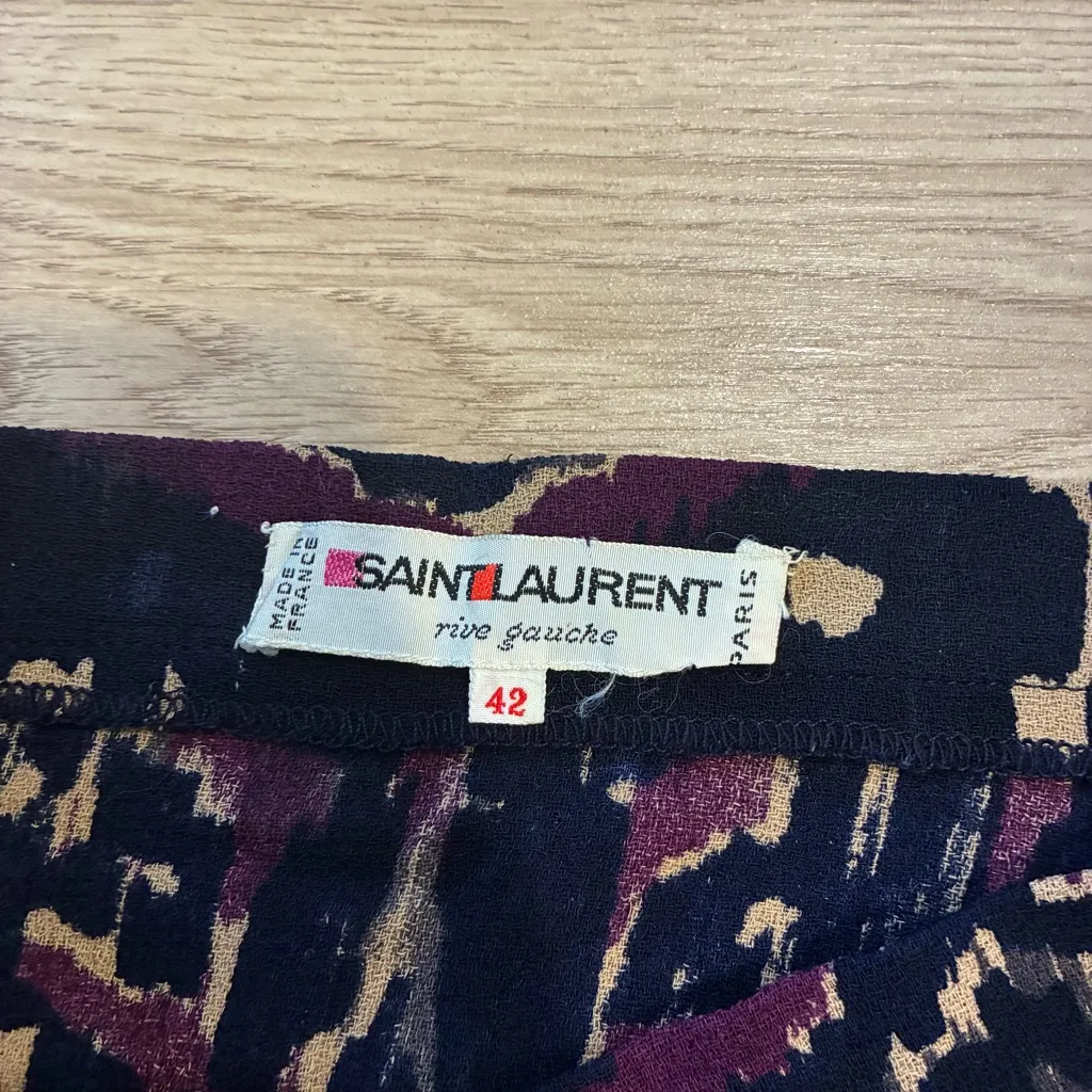 Vintage Yves Saint Laurent Ikat Aztec Wool Wrap Midi Skirt Size 42/XS *READ Purple - Image 8