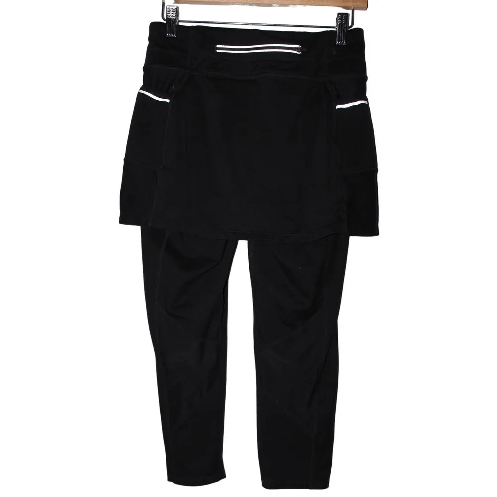 Athleta 212397 Be Free 2 In 1 Black Athletic Skirt Crop Leggings Womens Sz Small - Image 2