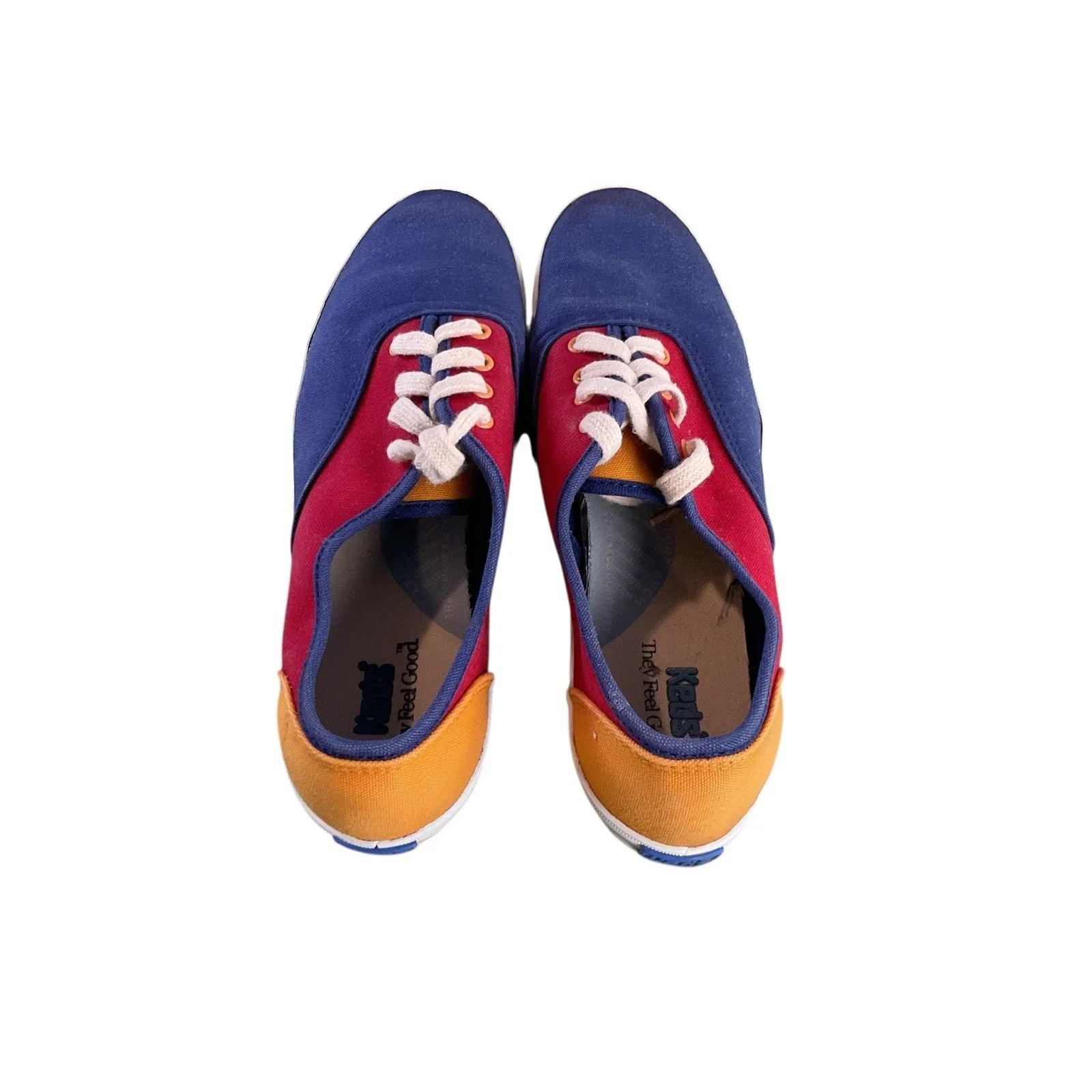 Vtg Keds Champion Sneakers Women 7.5  M Shoes Blue Orange Red Canvas Nautical - Image 4