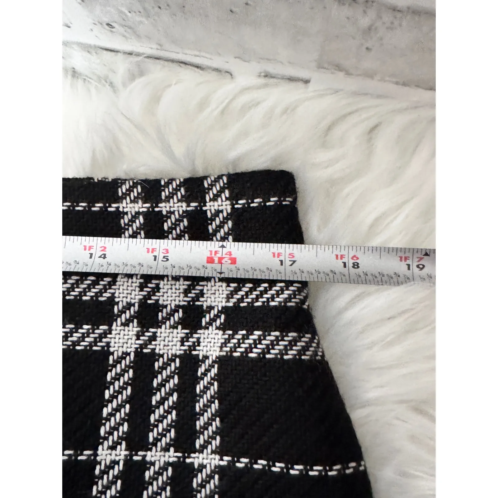 J. Crew Plaid A-Line Skirt Black White Tweed Women's Size 12 - Image 6