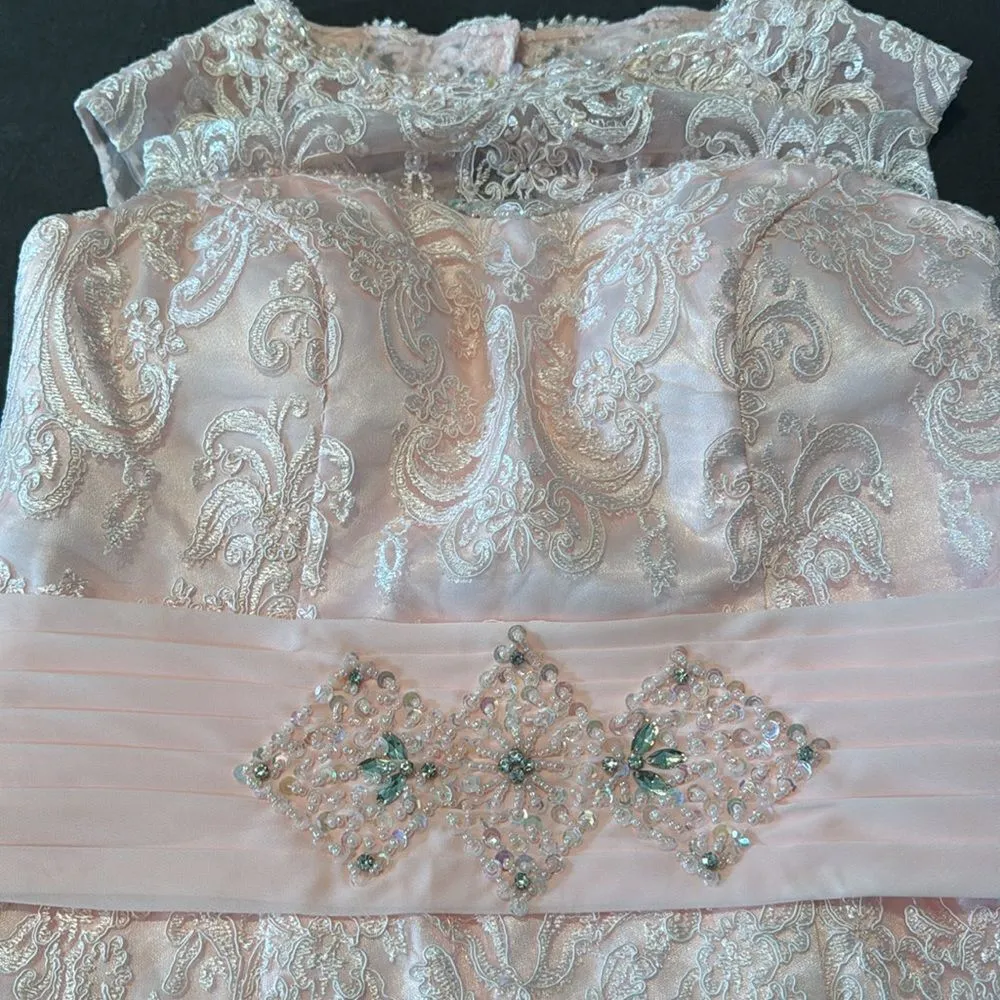Women’s Pink Tea Length Mother of the Bride Groom Corset Back Dress Size 10 NWOT - Image 14
