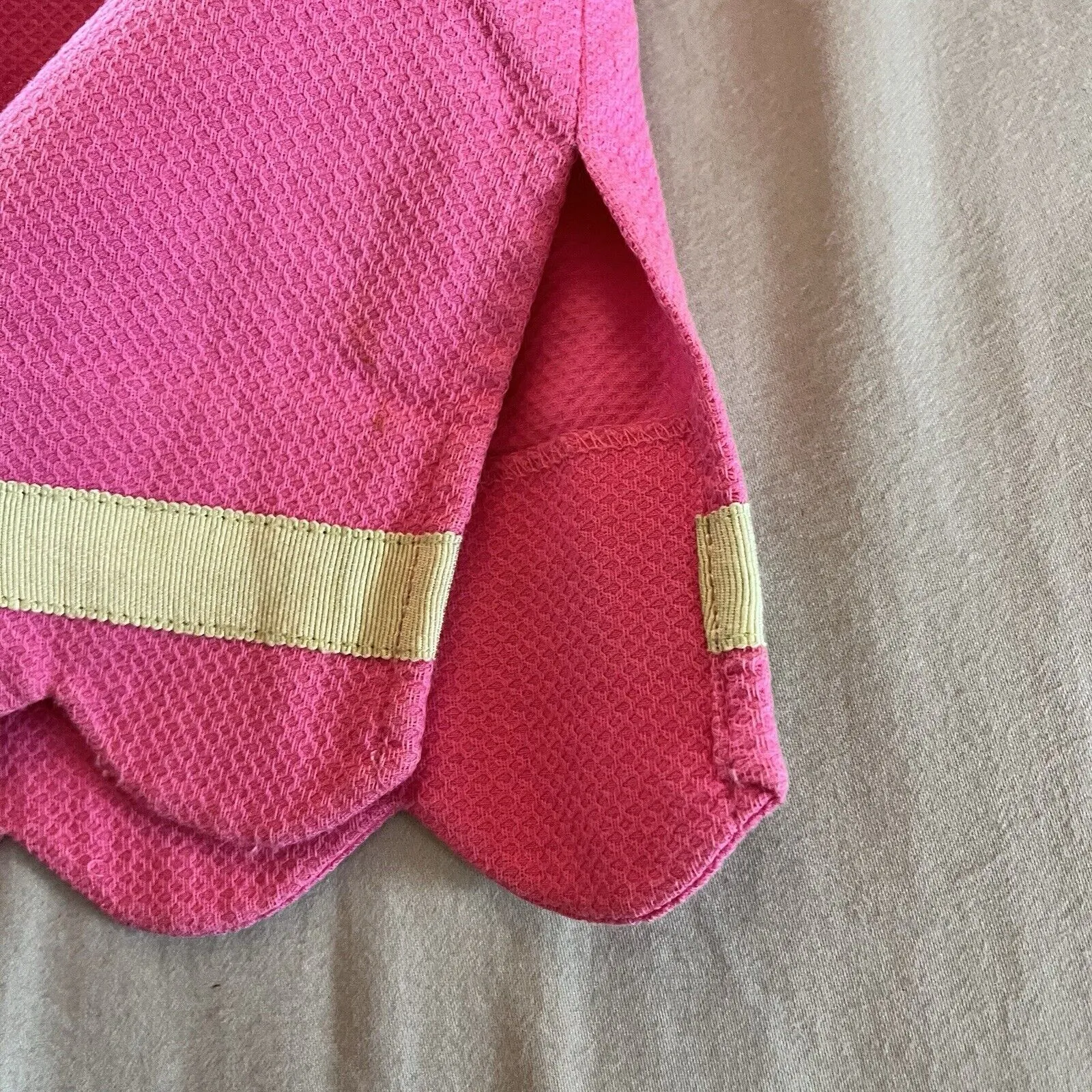 Lilly Pulitzer Stretch Mini Skirt Pink - size 6 Vintage Scalloped W Green Trim - Image 4