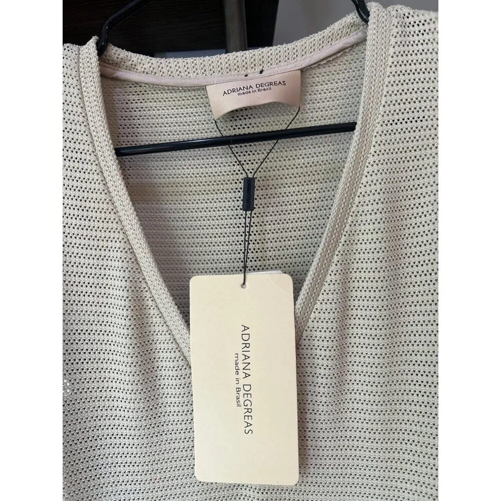 Adriana Degreas Tricot Fringe Maxi Dress Beige Womens Size Large - Image 6