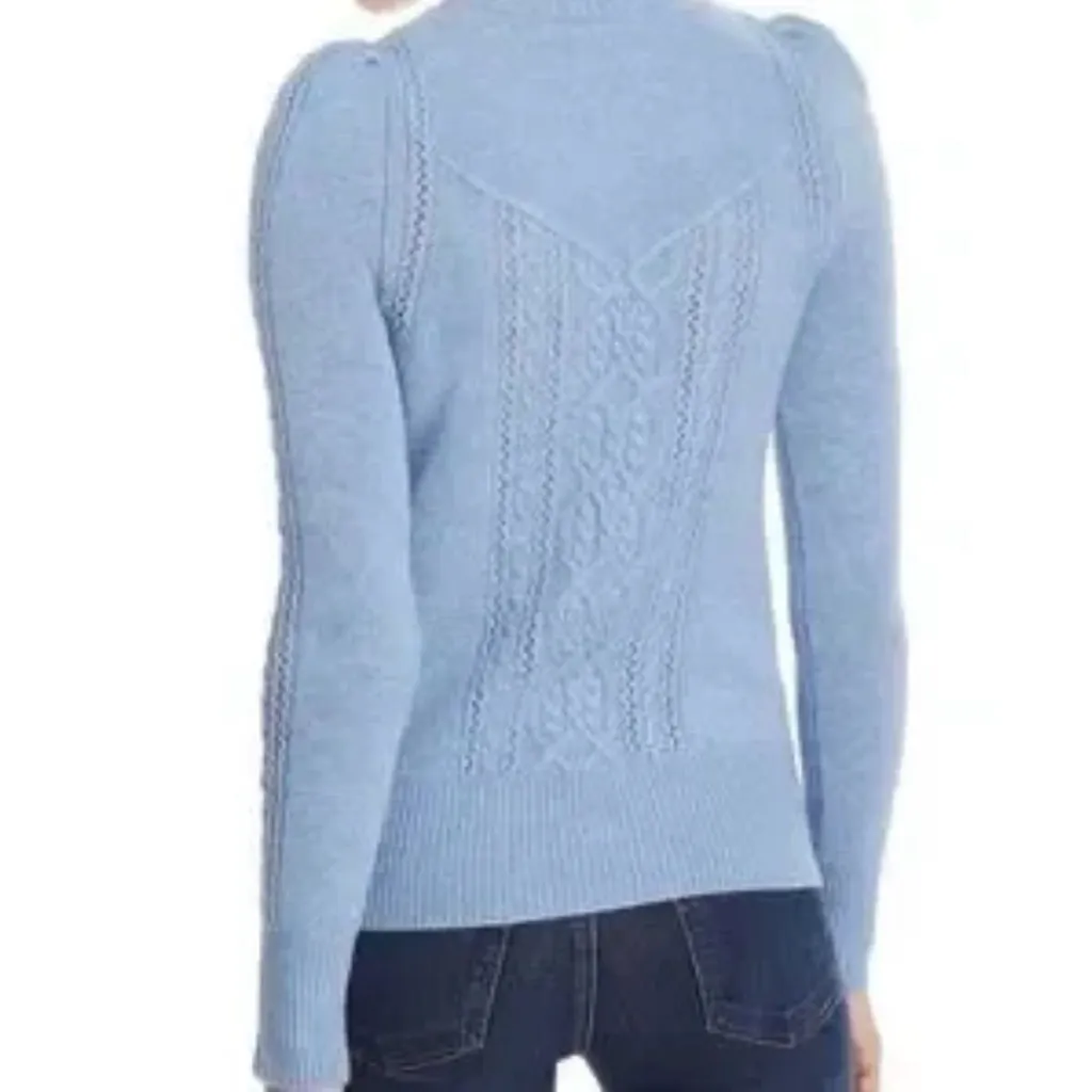 Aqua Cashmere Light Blue Cable Knit Sweater - Image 2