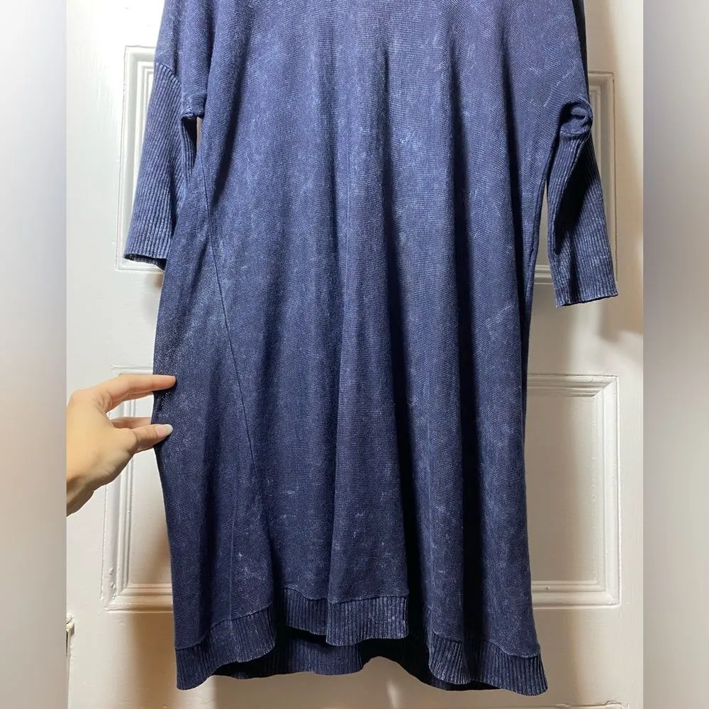 PERUVIAN CONNECTION Pima Cotton Linen Dolman Sleeve Tunic Top Navy Blue Sz Small - Image 5