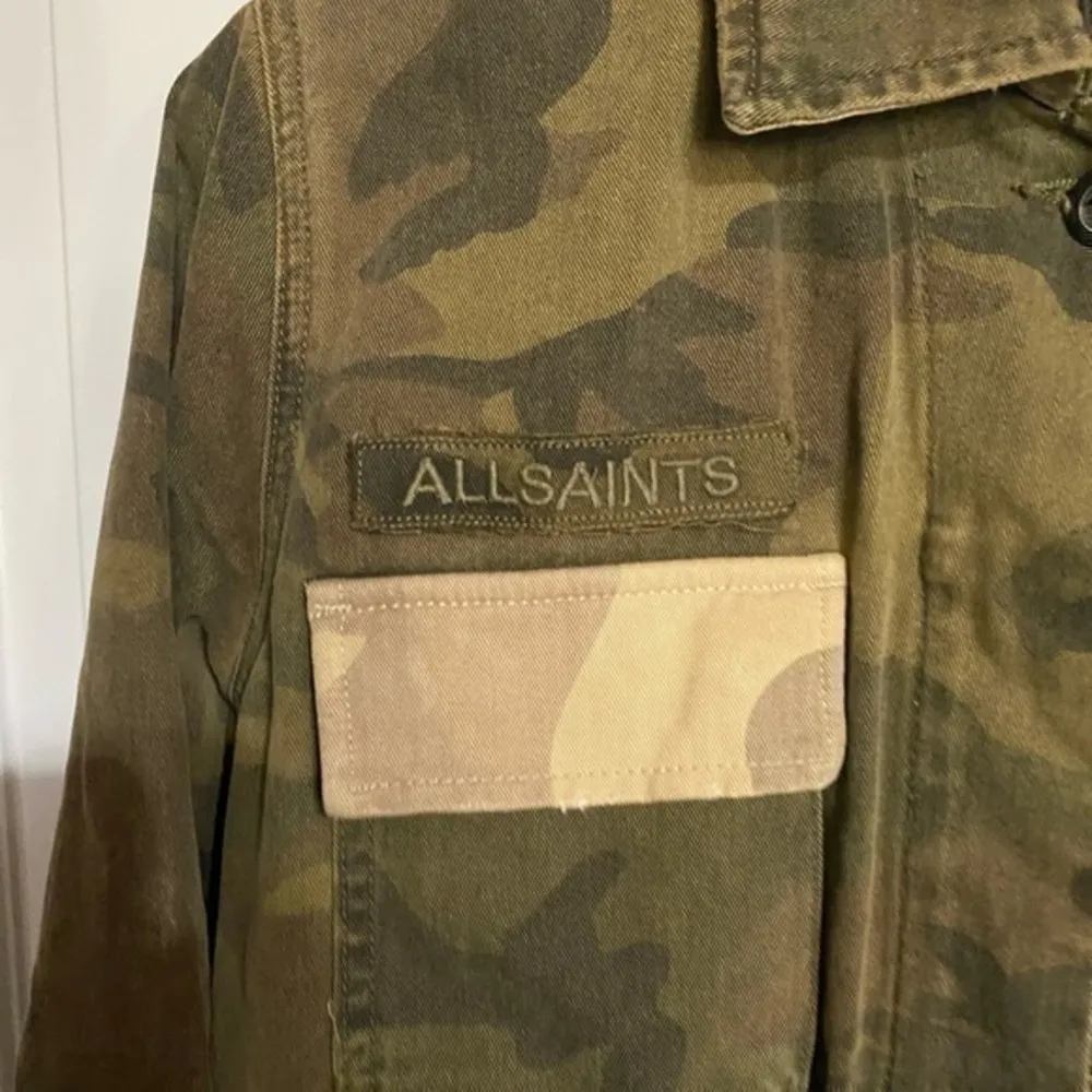All Saints Finch Green Camouflage Military Two-Tone Jacket Size Small NWT - Image 6