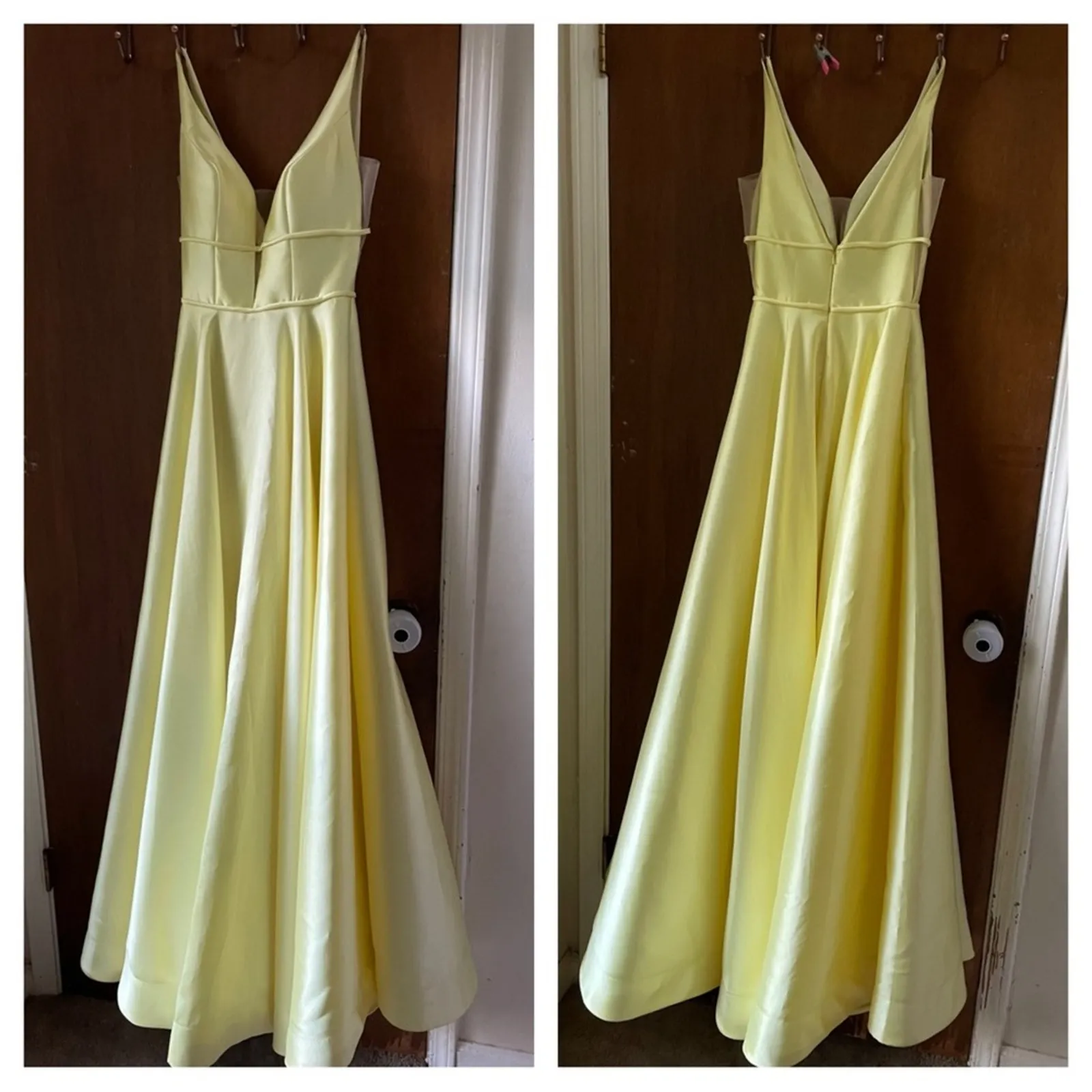 La femme plunge ballgown in pale yellow - Image 5