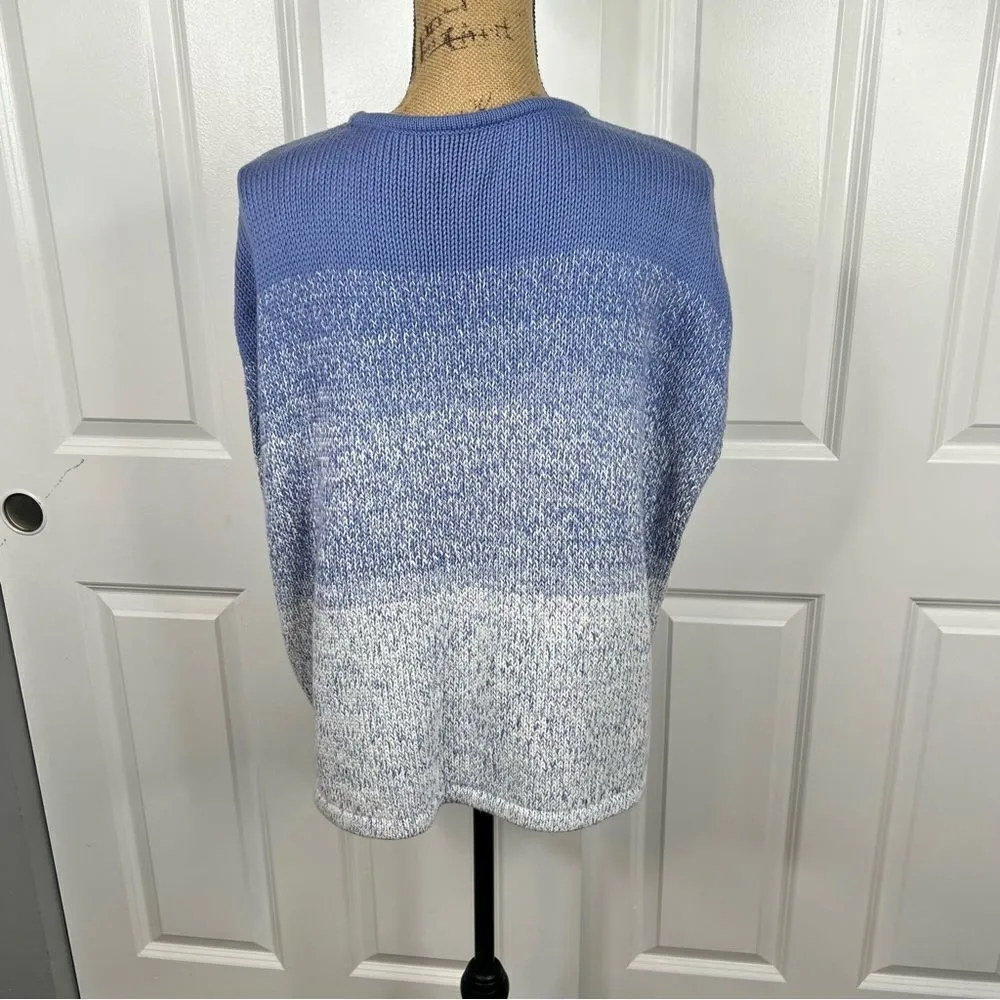Sz S Vince Cocoon Ombre Marled Knit Blue Short Sleeve Sweater - Image 4