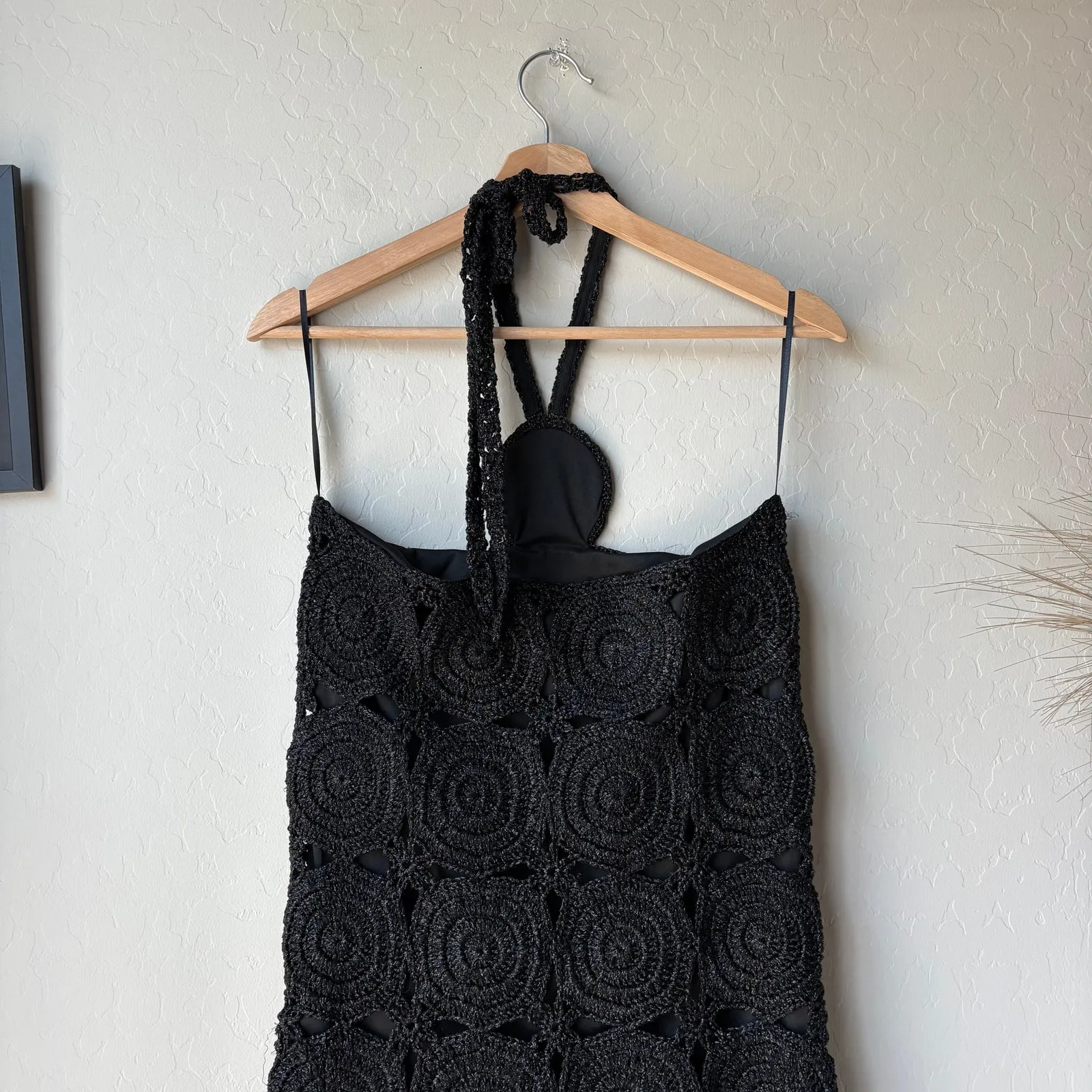 NEW Simon Miller Dress Beep Beep Fringe Black Crochet‎ Halter Maxi Dress Size M Size M - Image 7