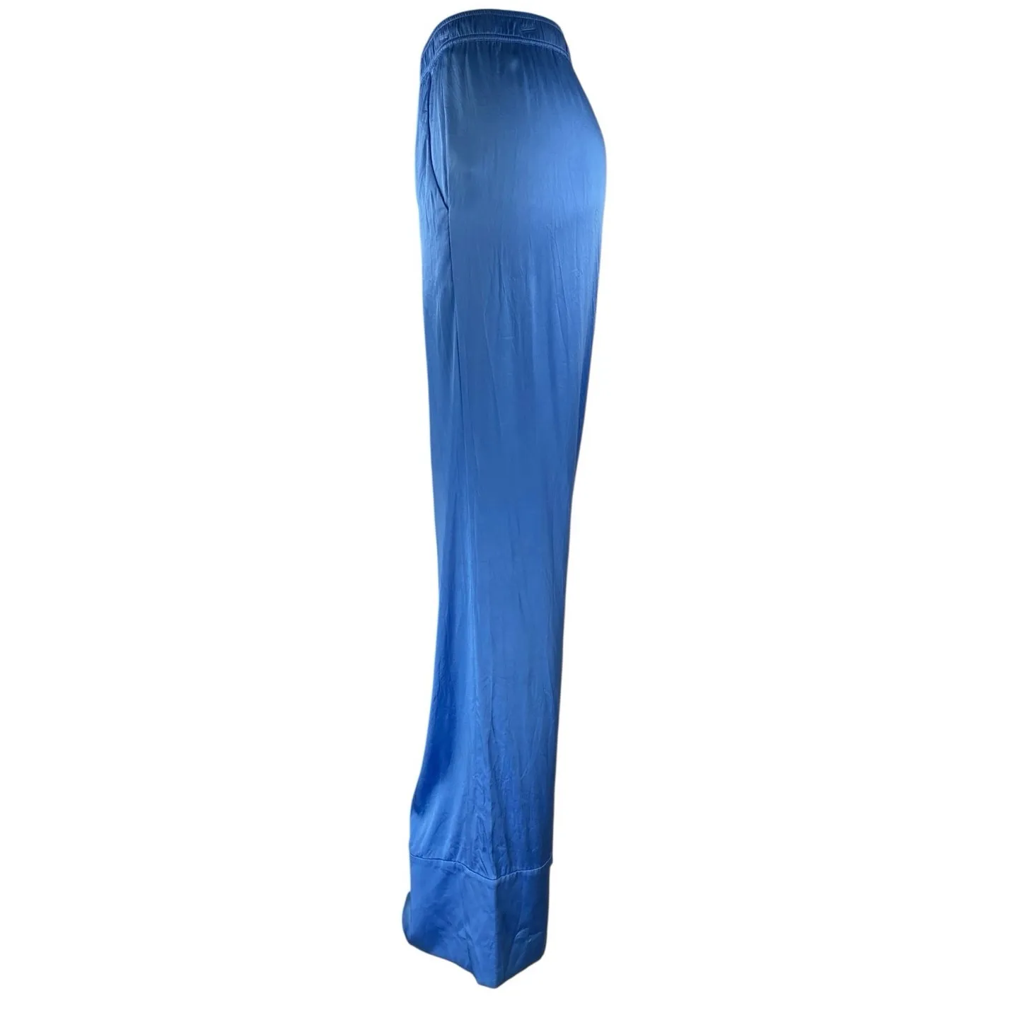 Ser.O.Ya Women's Blue Silk Satin Elastic Waist Wide Leg Lounge Trousers Pants L Size L - Image 2
